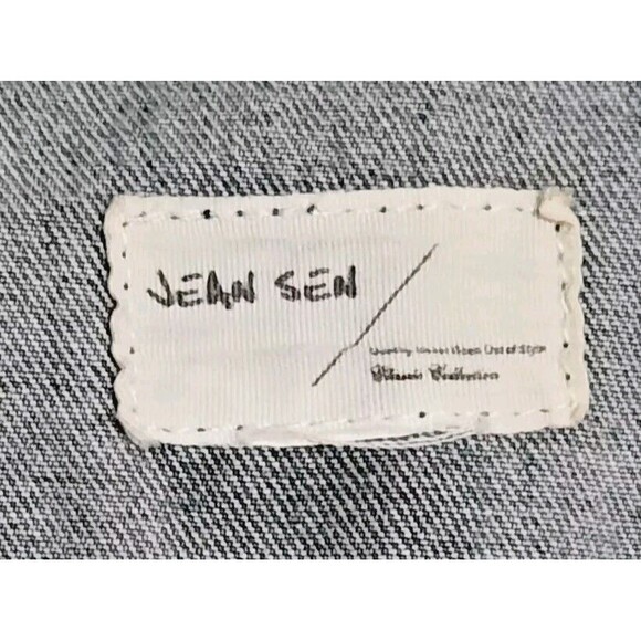 Jean Sen Distressed Destroyed Denim Vest Zipper Hem Women Size Small - Picture 4 of 4